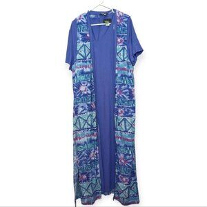 Vintage Two  Piece Purple V Neck Maxi Dress Chain Back Colourful Maxi Vest 20W